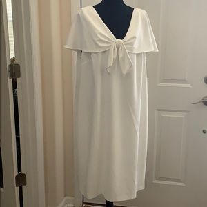 Calvin Klein White Ponte Cape Sleeve Sheath Lined Plus Dress - 20W
